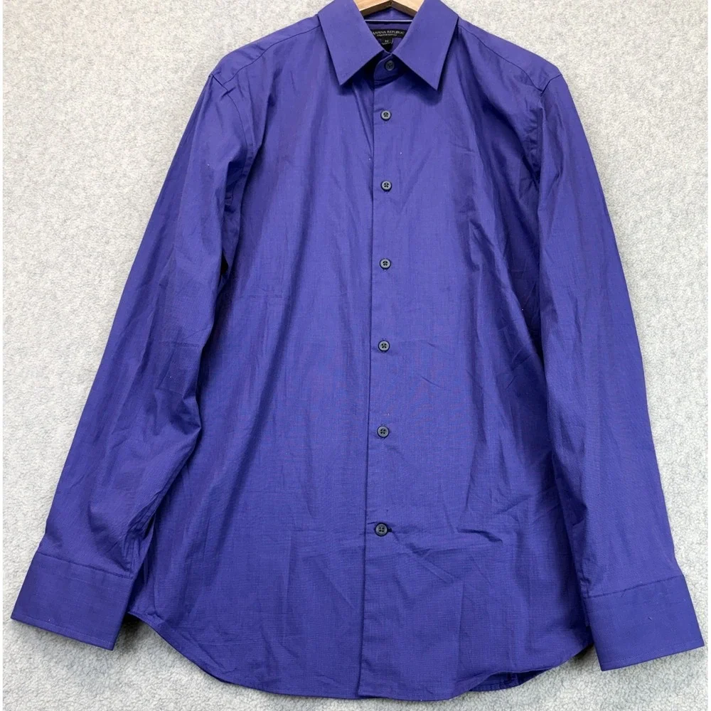 Banana Republic Mens Button Up Shirt Purple Long Sleeve Stretch Slim Fit M